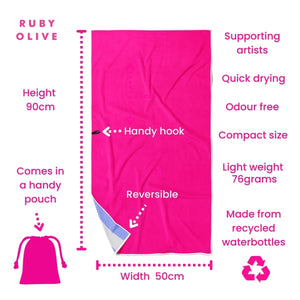 Graphic Quick Dry Small Microfibre Towel - Towel - Ruby Olive