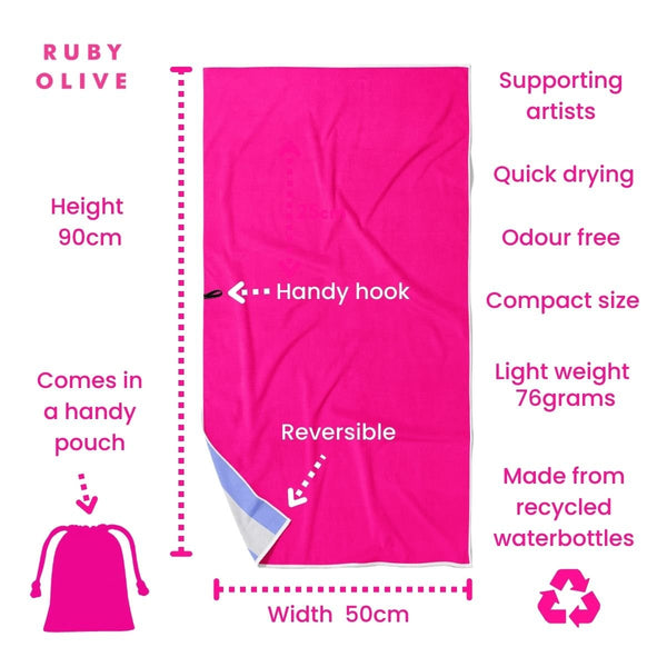 Graphic Quick Dry Small Microfibre Towel - Towel - Ruby Olive