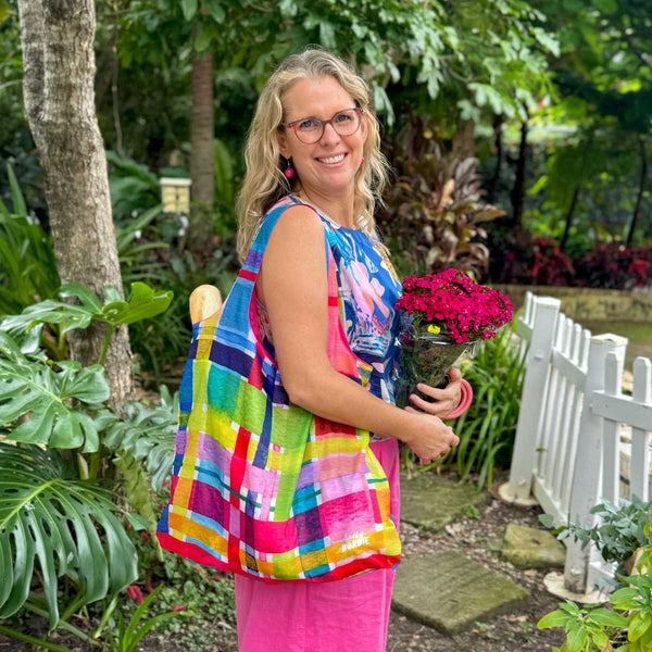 RO x Lordy Dordie Rainbow Gingham Reusable Shopping Bag