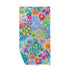 Colorful floral towel with a white background