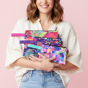 Blooming Hour Bundle | Shopping Bag, Pouch Trio & Scarf - Bundle - Ruby Olive