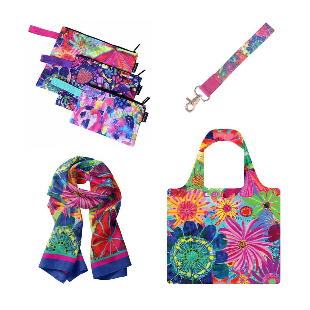 Blooming Hour Bundle | Shopping Bag, Pouch Trio, Scarf & Wrist Lanyard - Bundle - Ruby Olive