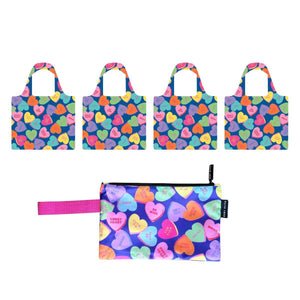 Candy Hearts Shopping Bag and Pouch Bundle - Bundle - Ruby Olive