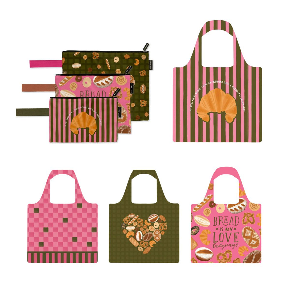 Carb Lovers Pouch Trio and Shopping Bag Bundle