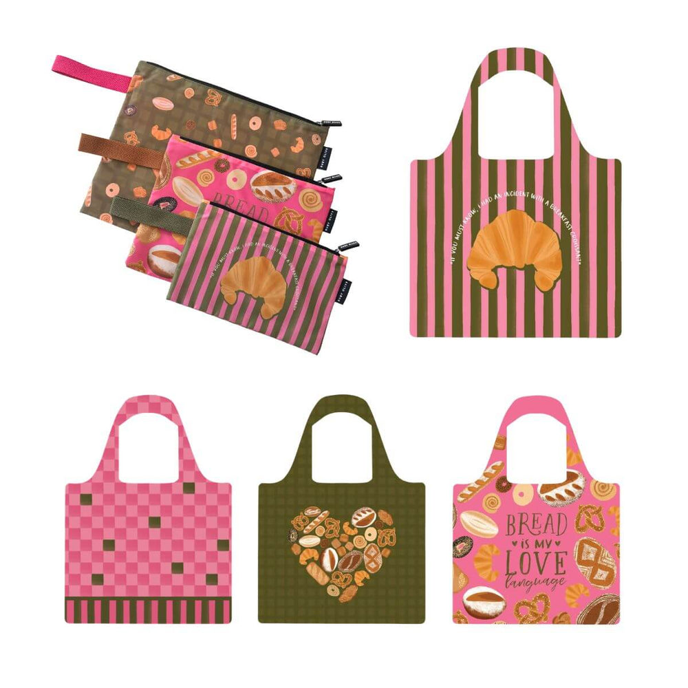 Carb Lovers Pouch Trio and Shopping Bag Bundle - Bundle - Ruby Olive