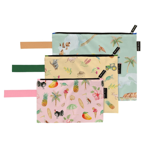 Cass Deller Pouch Trio and Shopping Bag Bundle - Bundle - Ruby Olive