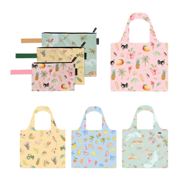 Cass Deller Pouch Trio and Shopping Bag Bundle - Bundle - Ruby Olive