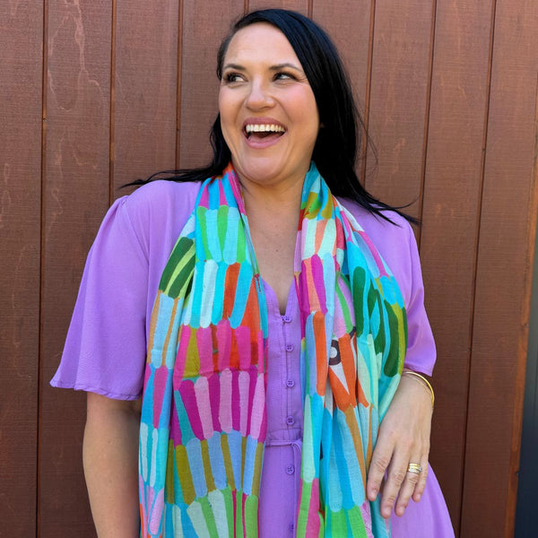 Colourful Chaos Long Scarf - Scarf - Ruby Olive