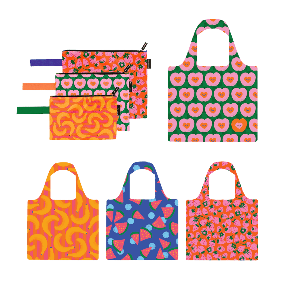 Fruit Salad Pouch Trio and Shopping Bag Bundle - Bundle - Ruby Olive