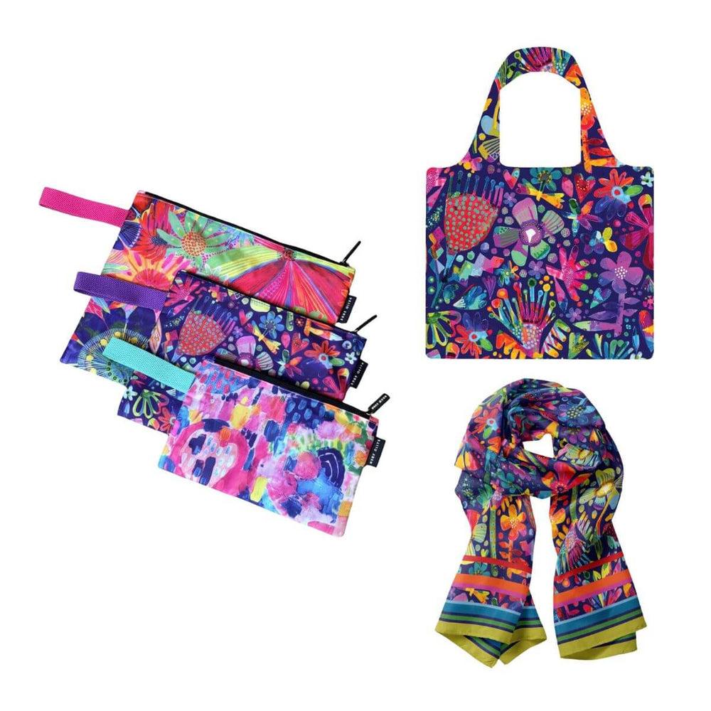 Garden of Oz Bundle | Shopping Bag, Pouch Trio & Scarf - Bundle - Ruby Olive