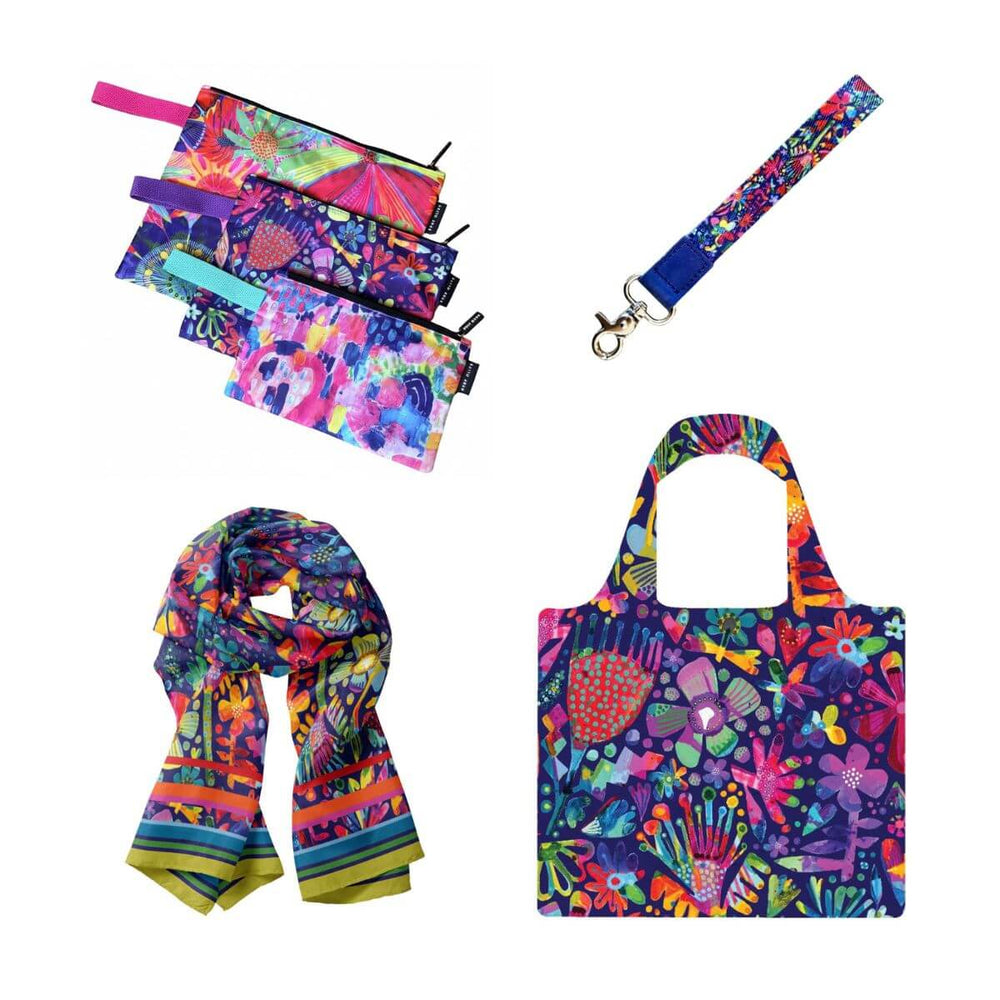 Garden of Oz Bundle | Shopping Bag, Pouch Trio, Scarf & Wrist Lanyard - Bundle - Ruby Olive