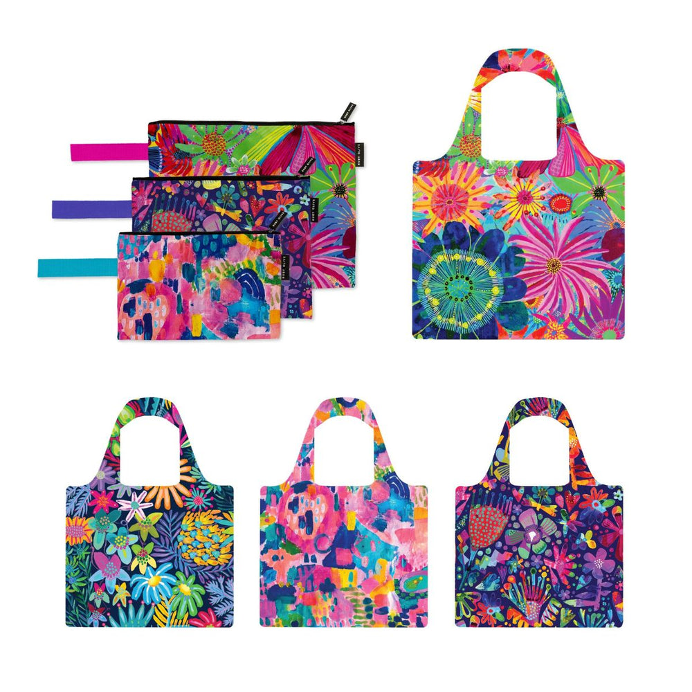 Garden Wonderland Pouch Trio and Shopping Bag Bundle