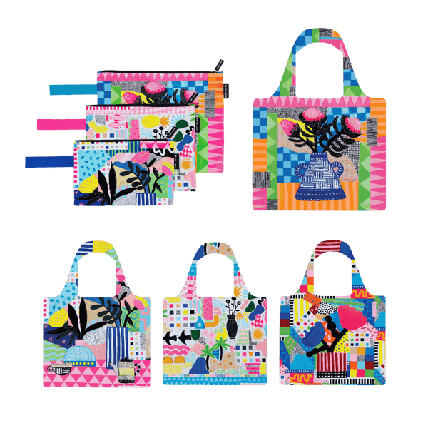 Neon Tea Party Shopping Bag and Pouch Trio Bundle - Bundle - Ruby Olive