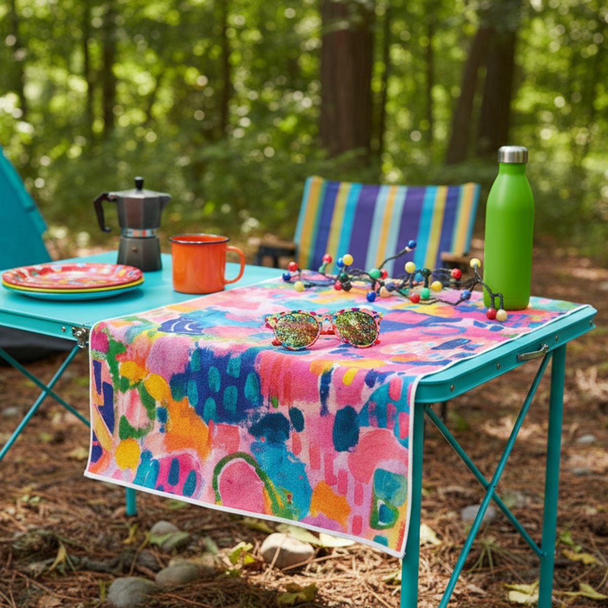 Rainbow Fields Quick Dry Small Microfibre Towel - Towel - Ruby Olive