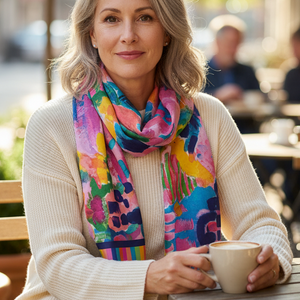 Rainbow Fields Scarf Lifestyle - Mature Model 3