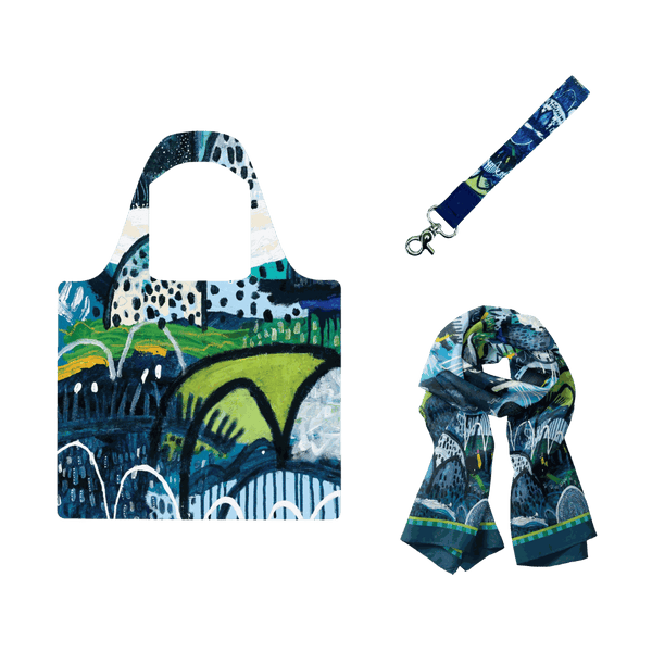 Summer Rain Bundle | Shopping Bag, Scarf & Keychain - Bundle - Ruby Olive