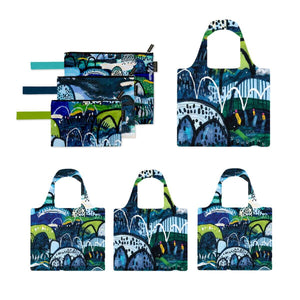 Summer Rain Pouch Trio and Shopping Bag Bundle - Bundle - Ruby Olive
