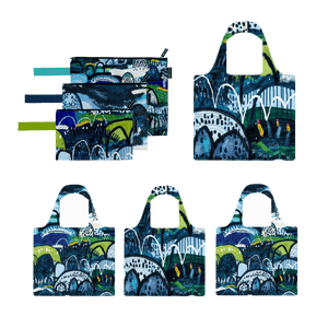 Summer Rain Pouch Trio and Shopping Bag Bundle - Bundle - Ruby Olive