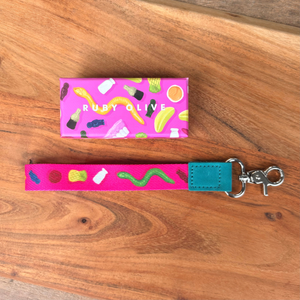 Lolly Jar Pink Wristlet Keychain