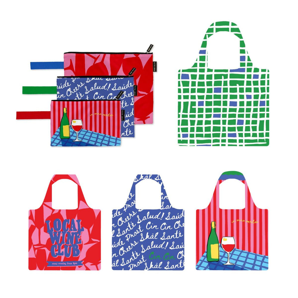 Wine Lovers Club Pouch Trio and Shopping Bag Bundle