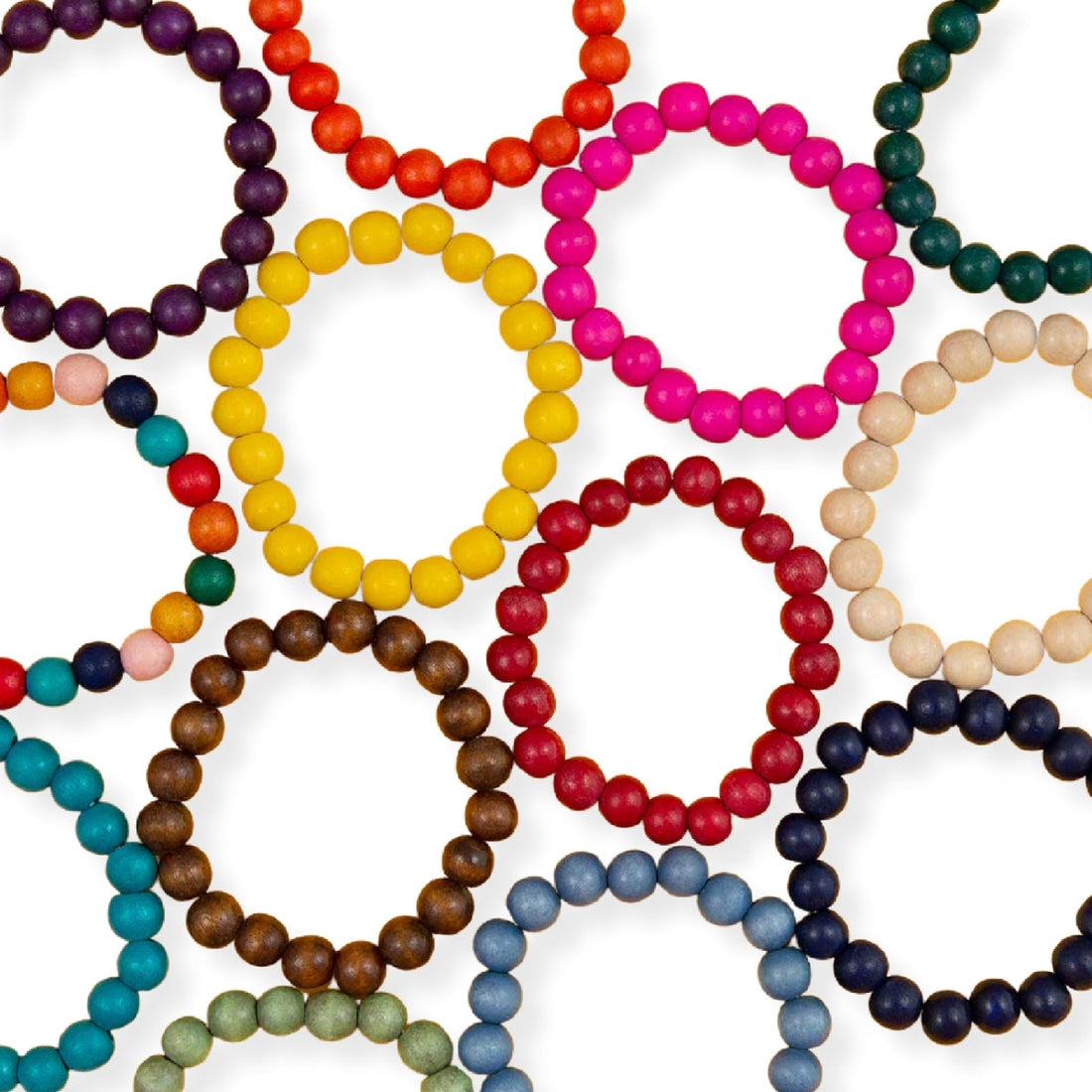 Colour Me Happy Beaded Bangle - Wood - PERFECTLY IMPERFECT