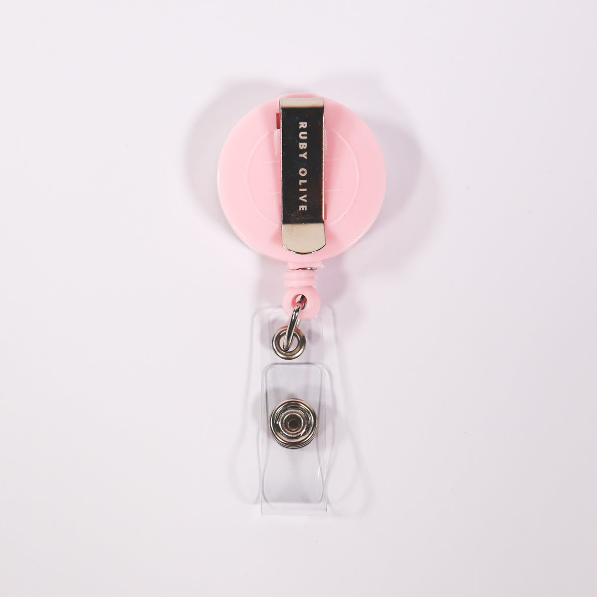 Light pink card badge reel on a white background.