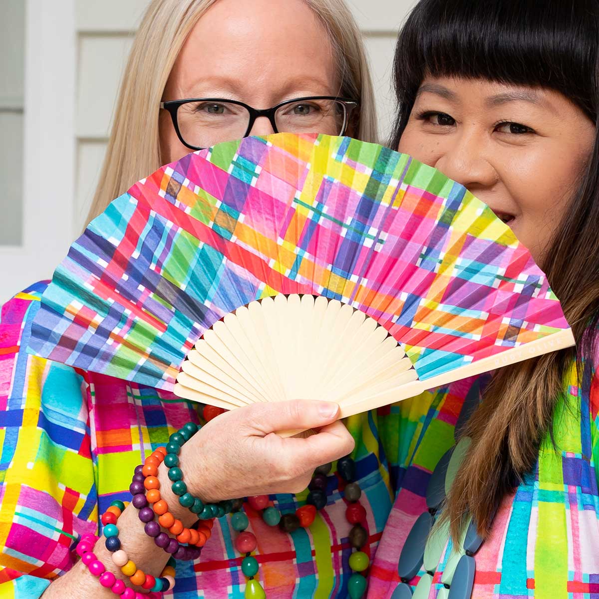 RO x Lordy Dordie Rainbow Gingham Hand Fan