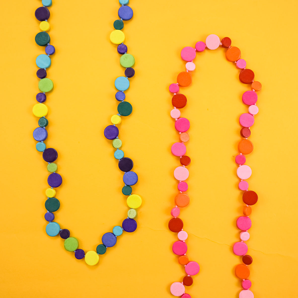 Smartie Single Strand Wood Necklace Blue - IMPERFECT