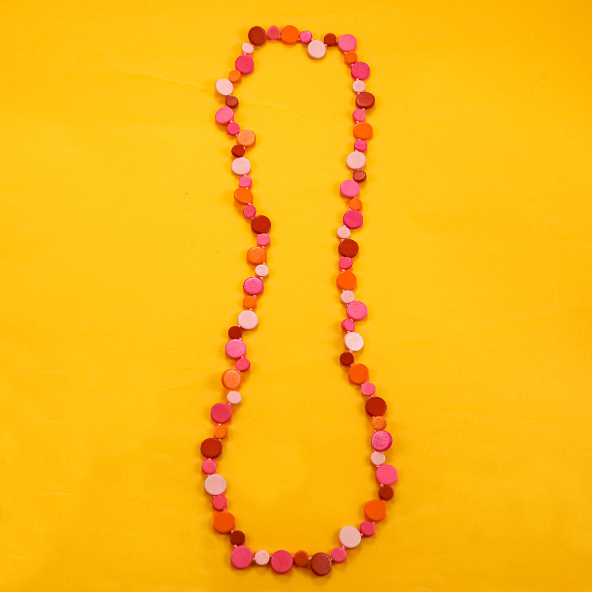 Smartie Single Strand Wood Necklace Pink