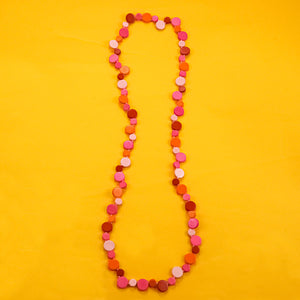 Smartie Single Strand Wood Necklace Pink