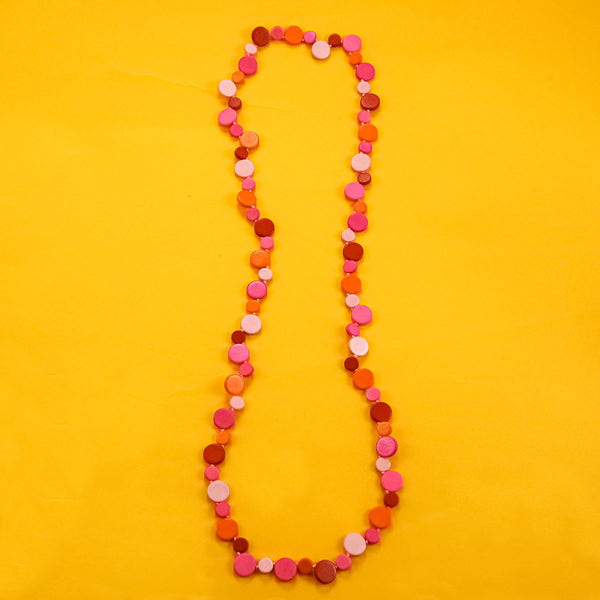 Smartie Single Strand Wood Necklace Pink