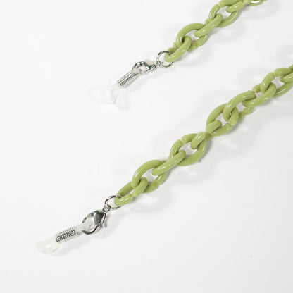 Olive green glass/ mask chain.