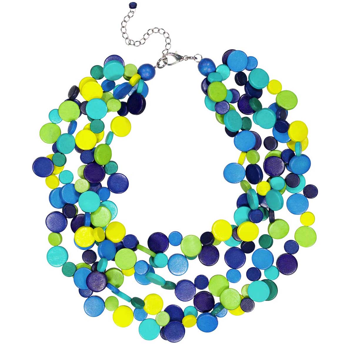 Blue Smartie Multi Strand Wood Necklace