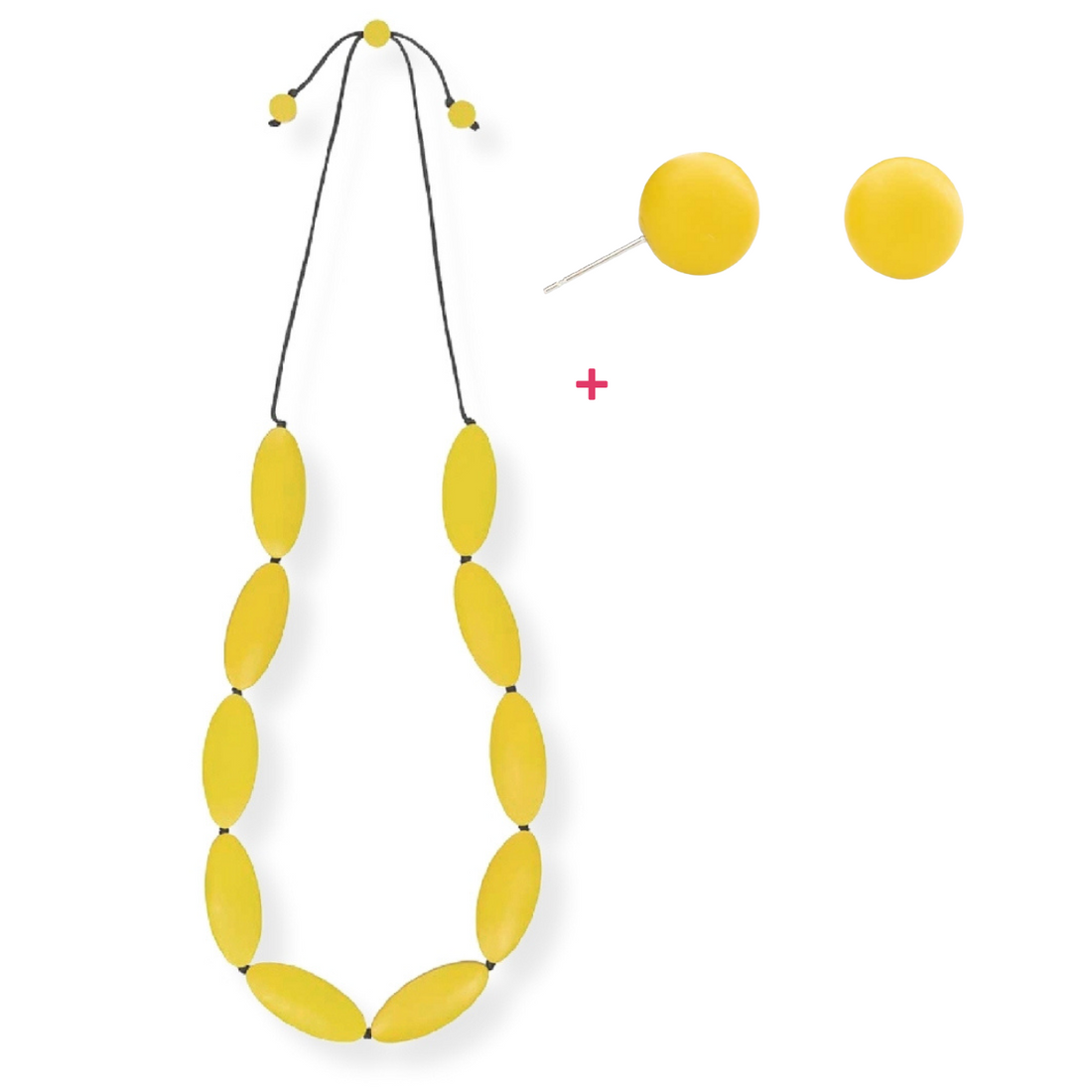 Tea Party Long Oval Necklace + Stud Bundle