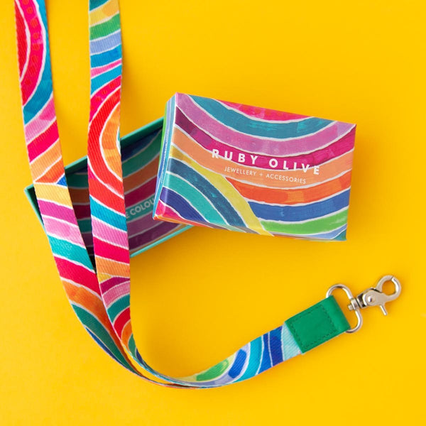 RO x Lordy Dordie Rainbow Lanyard (3 Colours With Safety Clasp Option) - Lanyards - Ruby Olive